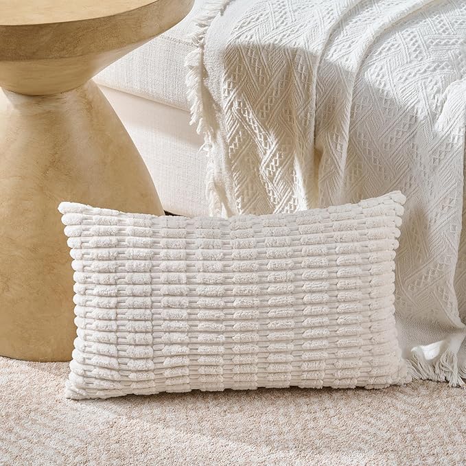 Fancy Homi Set of 4 Grey and White Lumbar Rectangle Decorative Throw Pillow - Image 2