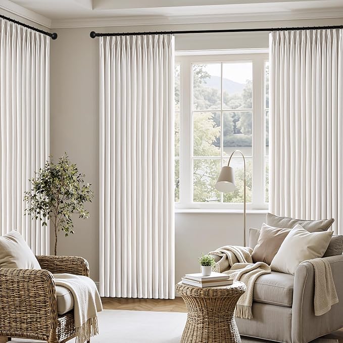 MIULEE Pinch Pleated Thick Linen Curtains 102 Inch 4 Panels Set Back Tab Memory - Image 5