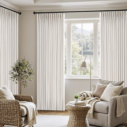 MIULEE Pinch Pleated Thick Linen Curtains 84 Inch 4 Panels Set Back Tab Memory - Image 5