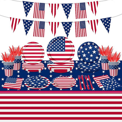 142Pcs American Flag Party Decorations Memorial Day 4th of July Patriotic by GREHUMOR