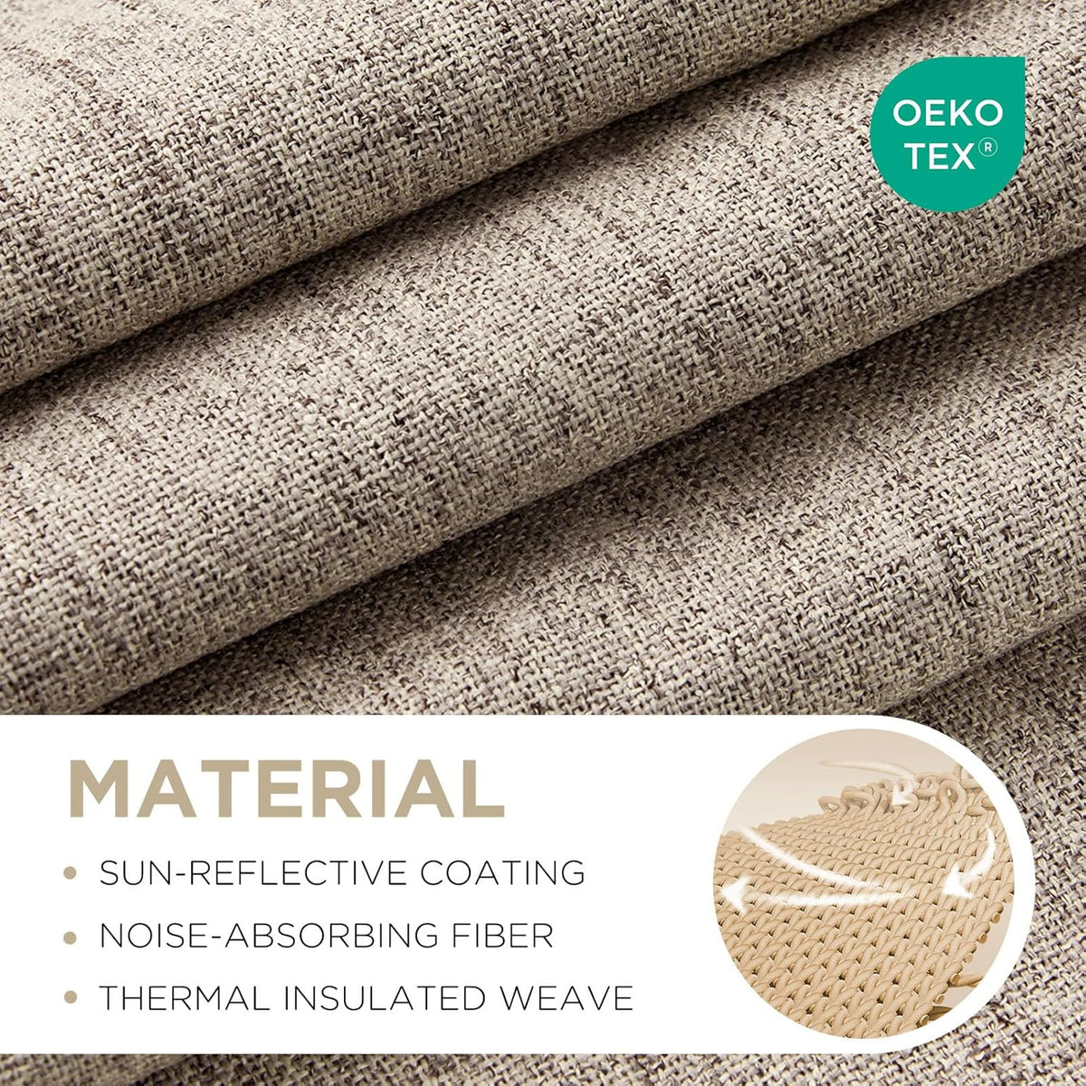 joydeco 100% blackout curtains for bedroom，natural linen curtains shown in use