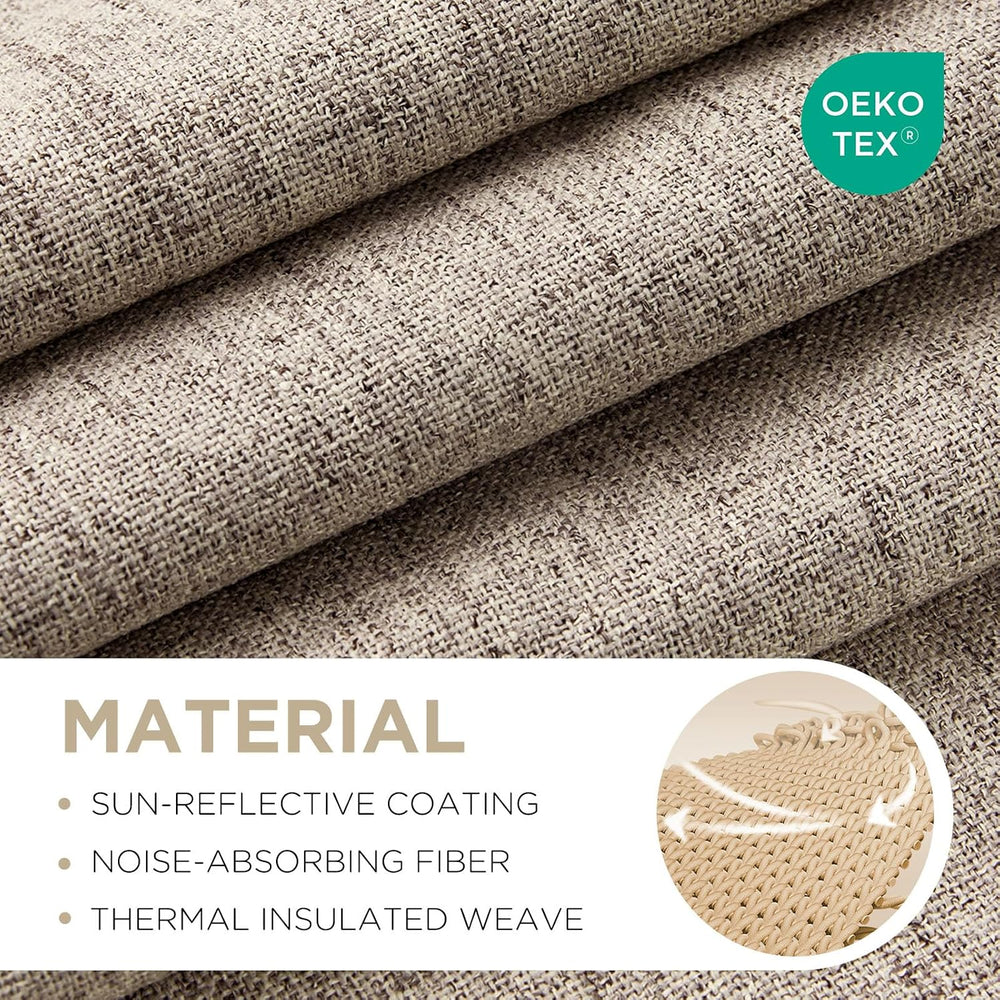 Joydeco 100% Blackout Curtains for Bedroom - Natural Linen Curtains, Thermal ...