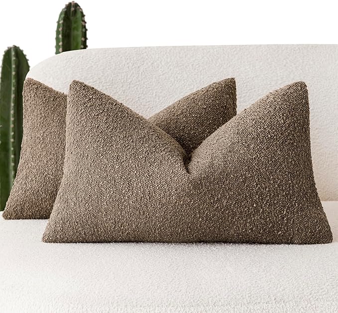 Foindtower Pack of 2 Textured Boucle Throw Pillow Covers Accent Solid by Foindtower
