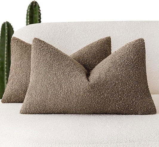 Foindtower Pack of 2 Textured Boucle Throw Pillow Covers Accent Solid by Foindtower