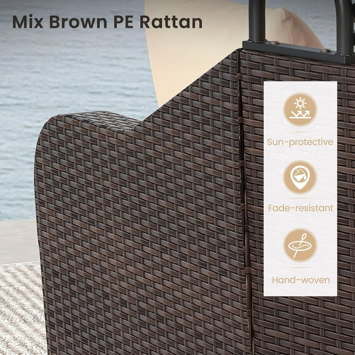 tangkula pe rattan patio daybed with retractable canopy on a desk or shelf