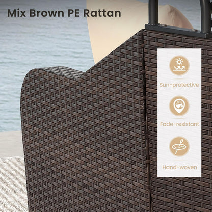 tangkula pe rattan patio daybed with retractable canopy on a desk or shelf