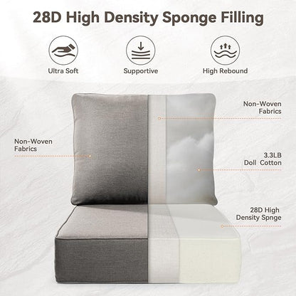 6" Thick Outdoor Cushions 24x24x6, 3-Set Deep Seat Patio Cushions - Image 2