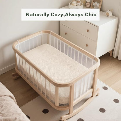 Muslin Bedside Sleeper Bassinet Fitted Sheets, 3 Pack Cotton Baby Sheet - Image 3