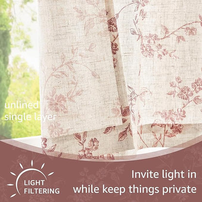 jinchan Floral Kitchen Curtains 36 Inch Christmas Decor Linen Tier Curtains - Image 4