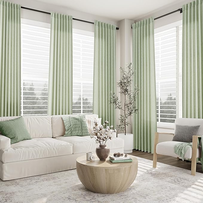Mist Sage Pinch Pleated Linen Curtains 84 Inch Length 2 Panels - Image 7