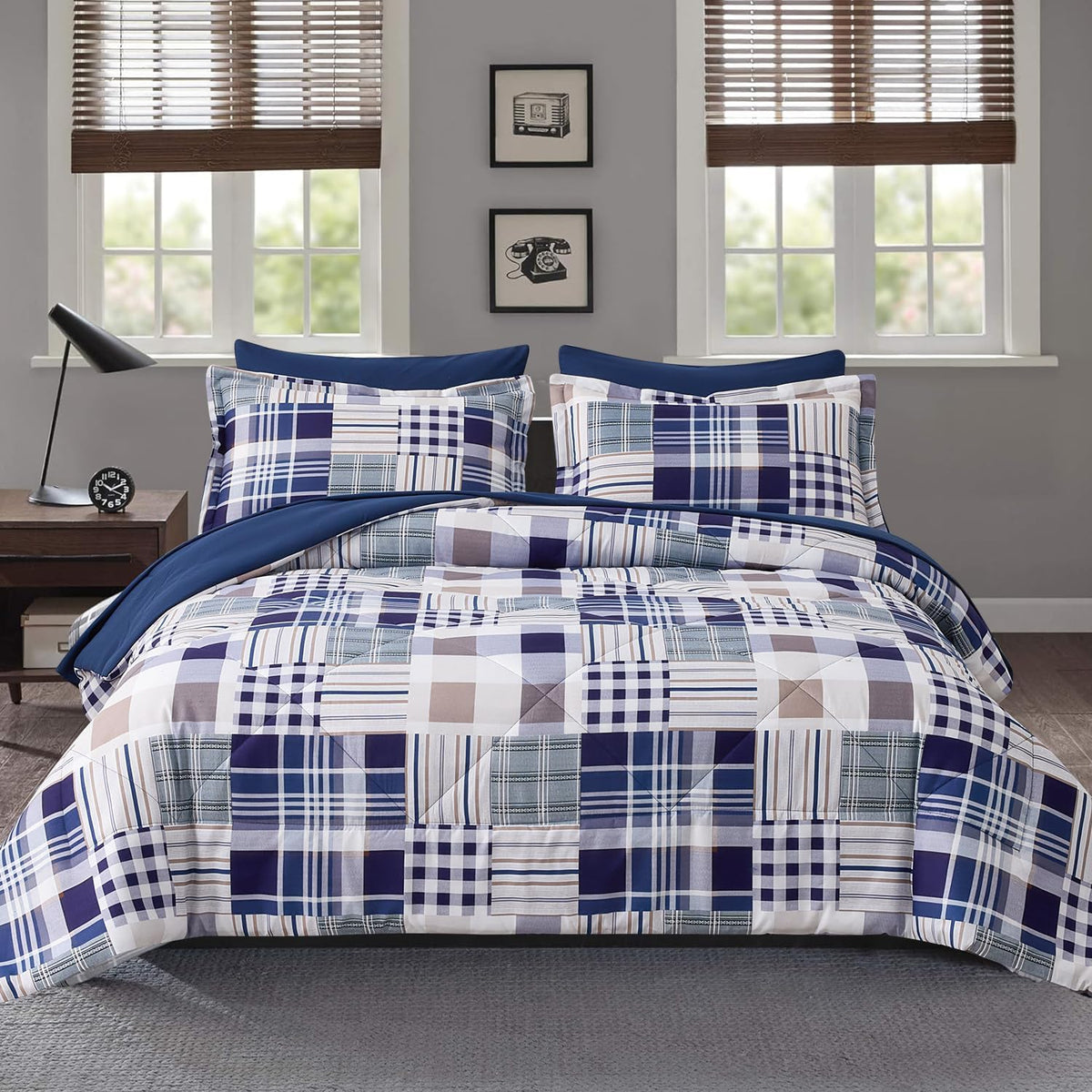 comforter set king size plaid patchwork comforter bedding-7, main product view