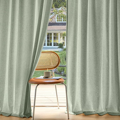 MIULEE Non-See-Through Privacy Linen Curtains 2 Panels, Sage Green Light by MIULEE