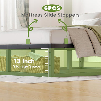 14 inch kind size bed frame,metal platform upgrade, package contents