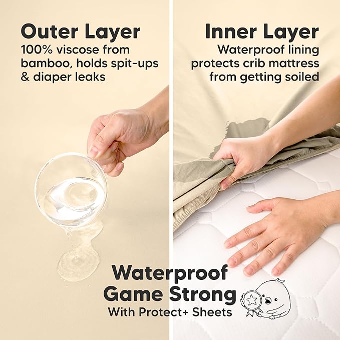 2-Pack Waterproof Pack and Play Sheets, Mini Crib Sheets Fitted - Image 2