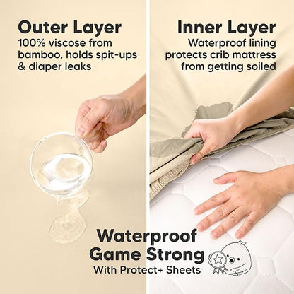 2-Pack Waterproof Pack and Play Sheets, Mini Crib Sheets Fitted - Image 2