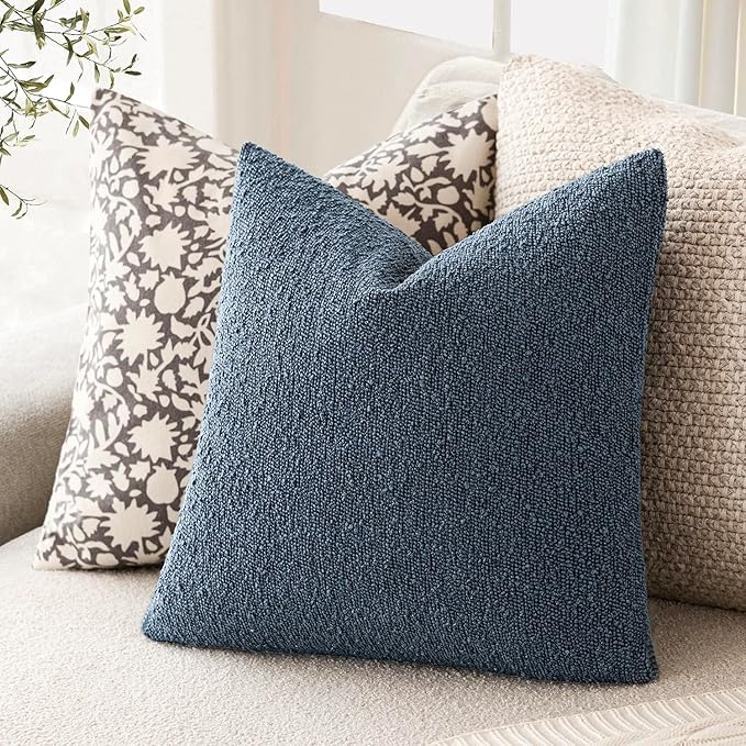 Foindtower Pack of 2 Textured Boucle Throw Pillow Covers Accent Solid Pillow - Image 5