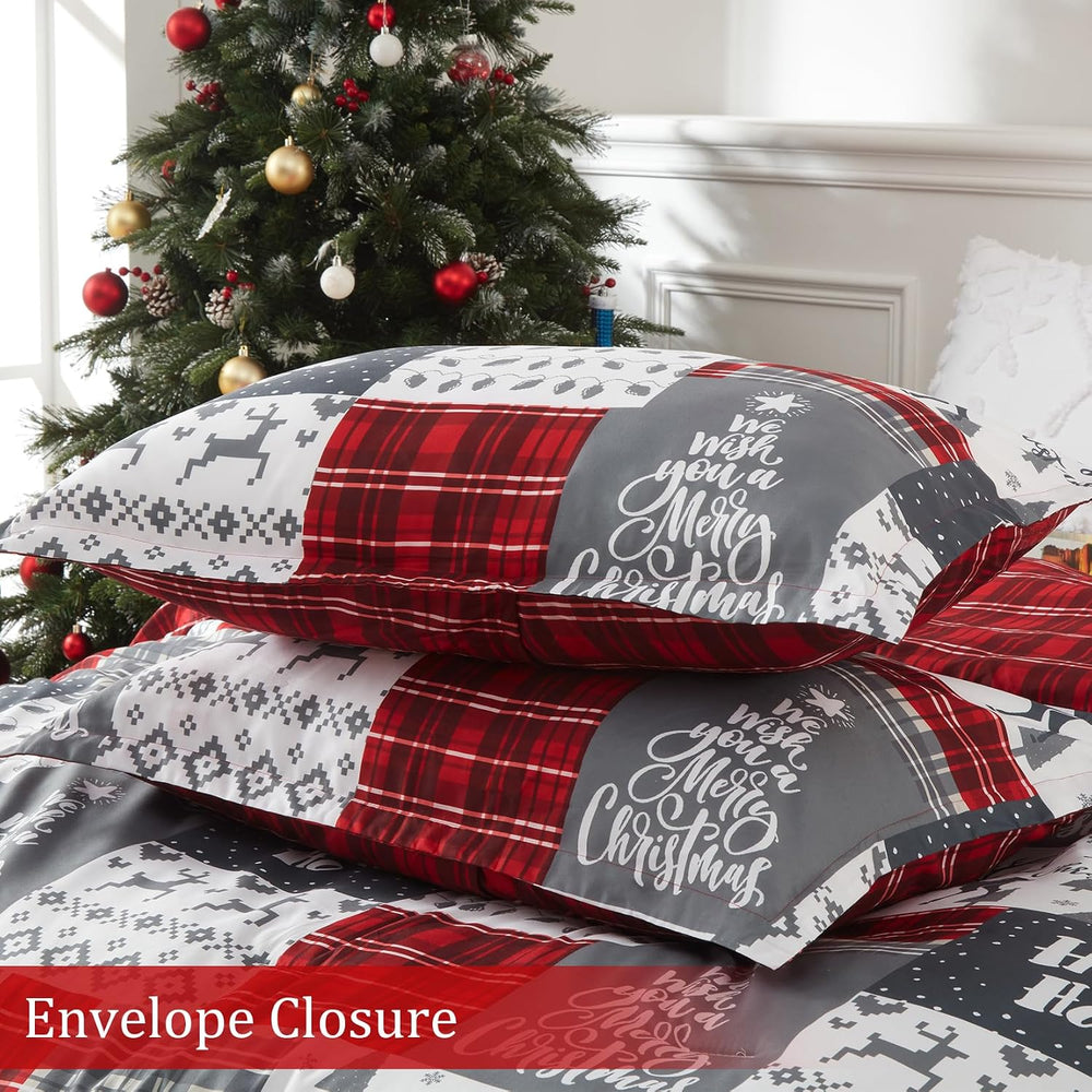 CAROMIO Christmas Comforter Set Queen Size, Reversible Printed 3 Pieces