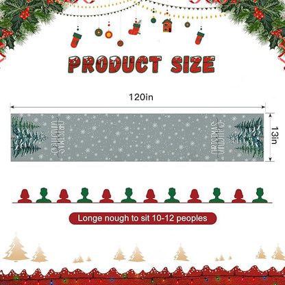 OTOSTAR Christmas Tree Snowflakes Merry Christmas Table Runner, Xmas Seasonal - Image 5