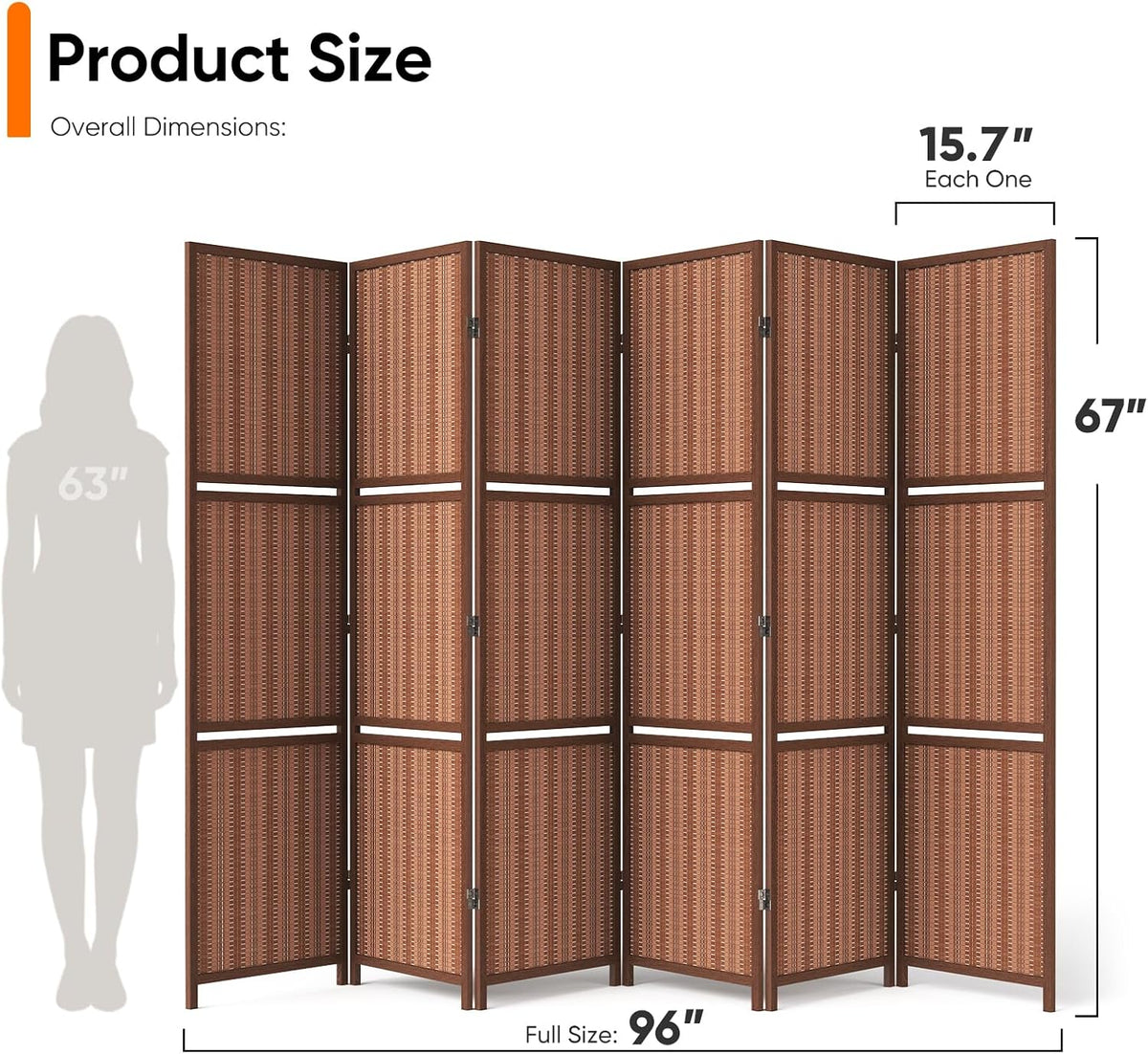 jostyle bamboo room divider with shelves, 6-panel privacy shown in use