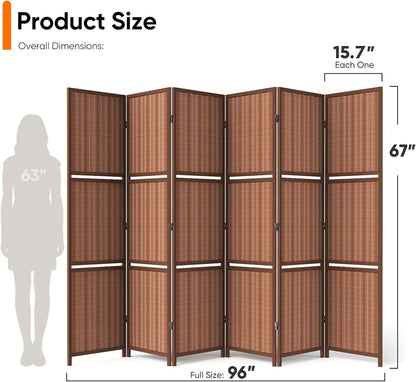 jostyle bamboo room divider with shelves, 6-panel privacy shown in use