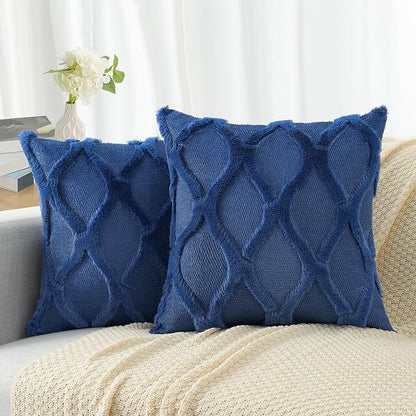 decorUhome Throw Pillow Covers 20x20 Inch Set of 2, Soft Plush Faux Fur Wool by decorUhome