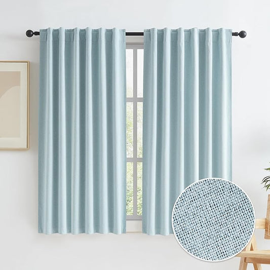 KEQIAOSUOCAI Short Blackout Curtains Light Blue by KEQIAOSUOCAI
