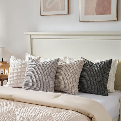 Fancy Homi Set of 4 Grey and White Decorative Throw Pillow Covers 20x20 Inch - Image 5