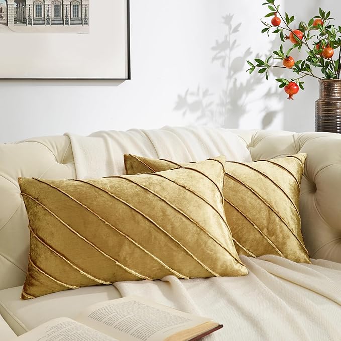 GIGIZAZA Decorative Velvet Pillow Covers 12x20, Living Room Square Cushion - Image 2