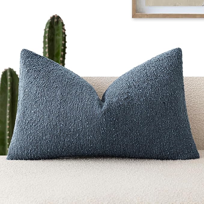 Foindtower Decorative Textured Boucle Throw Pillow Covers Accent Solid Lumbar by Foindtower
