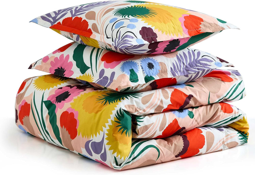 MARIMEKKO - Queen Duvet Cover Set with Shams, Cotton Percale