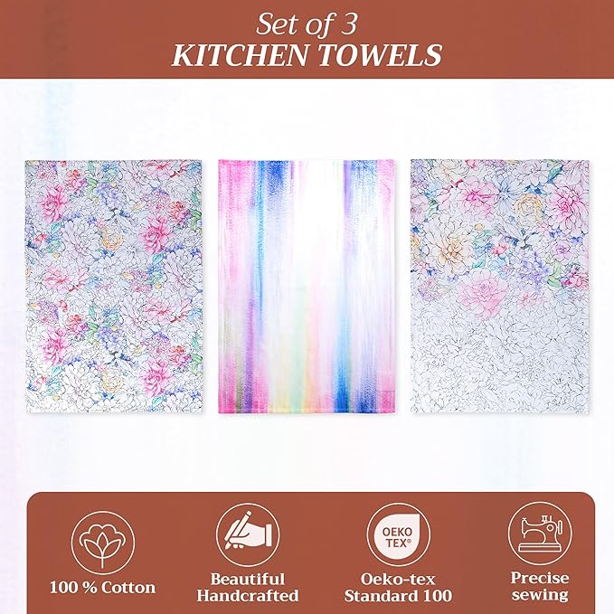 Maison d' Hermine Kitchen Towels Set of 3 100% Cotton 27.50" x 20" Reusable - Image 2