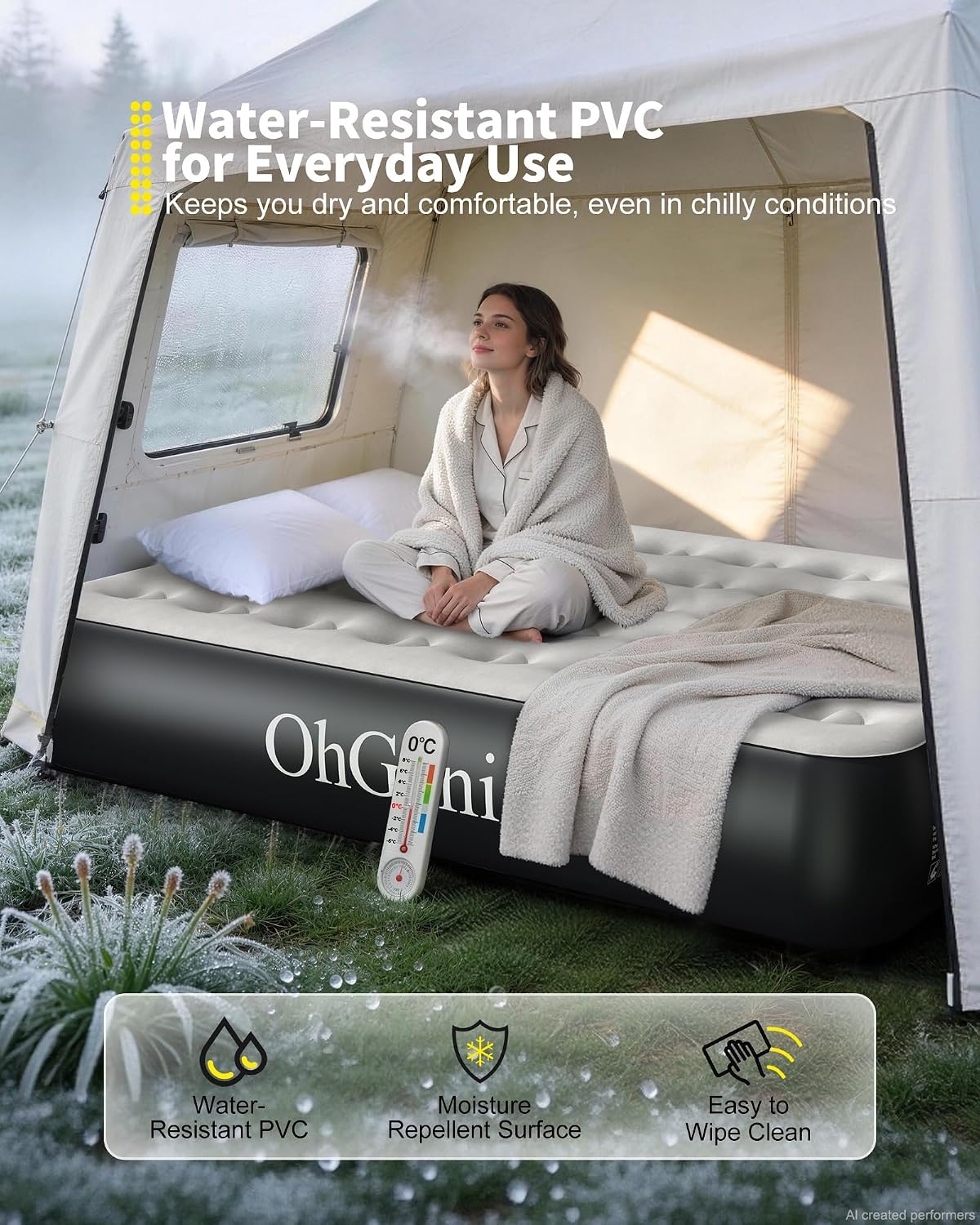 ohgeni 13" raised air mattress full with built, view 10