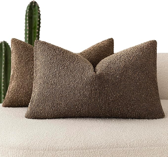 Foindtower Pack of 2 Textured Boucle Throw Pillow Covers Accent Solid by Foindtower