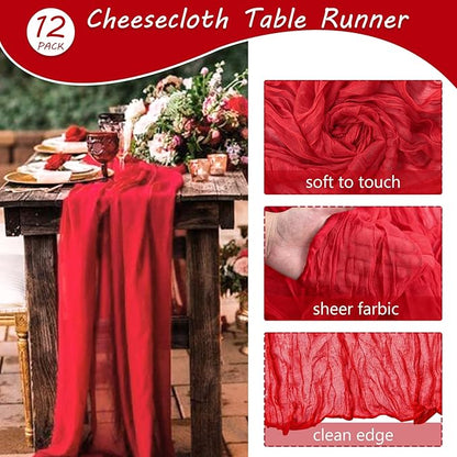 12 Pack Cheesecloth Table Runner 35x72 Inch Boho Gauze Table Runner Rustic - Image 4