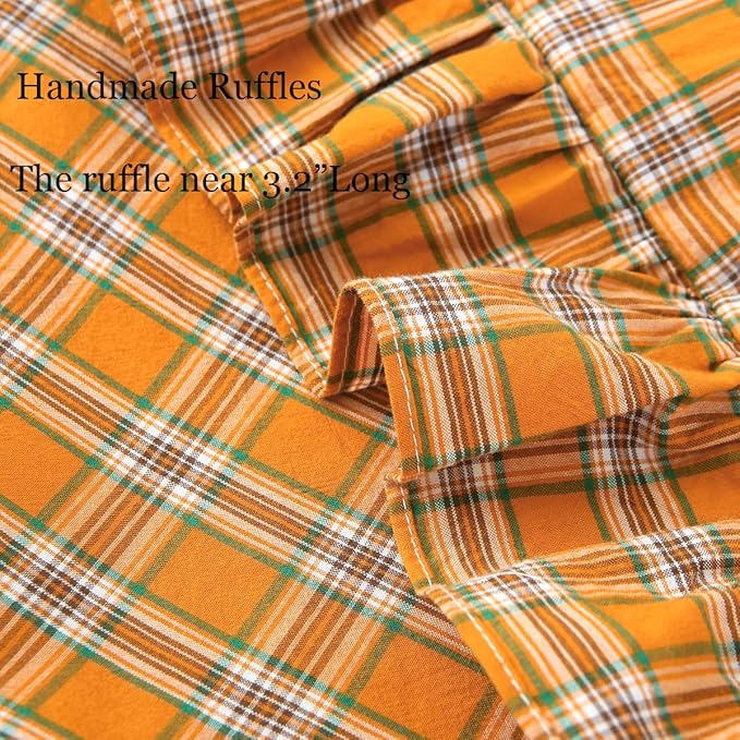 Burnt Orange Tartan Plaid Throw Pillow Cover Farmhouse Ruffle Pillow Shams Set - Image 5