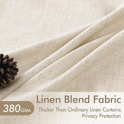 MIULEE Pinch Pleated Thick Linen Curtains 100 Inch 4 Panels Set Ivory Cream - Image 3