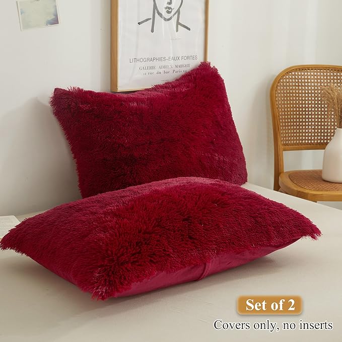 XeGe Faux Fur Fluffy Throw Pillowcases, Plush Shaggy Soft Furry Pillow Covers - Image 2