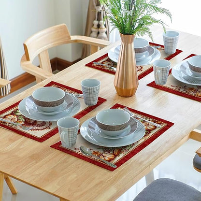 Giwawa 4PCs Thanksgiving Placemats 12x18 Inch Fall Harvest Turkey Autumn - Image 7