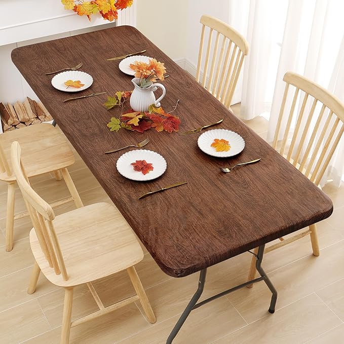 Smiry Rectangle Picnic Tablecloth, Wipeable Flannel Backed Vinyl Tablecloths - Image 8
