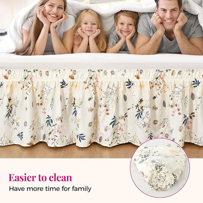 RIMELA Cream Balloon Bed Skirt Queen Size 15 Inch Drop, Elastic Bed Skirting - Image 9
