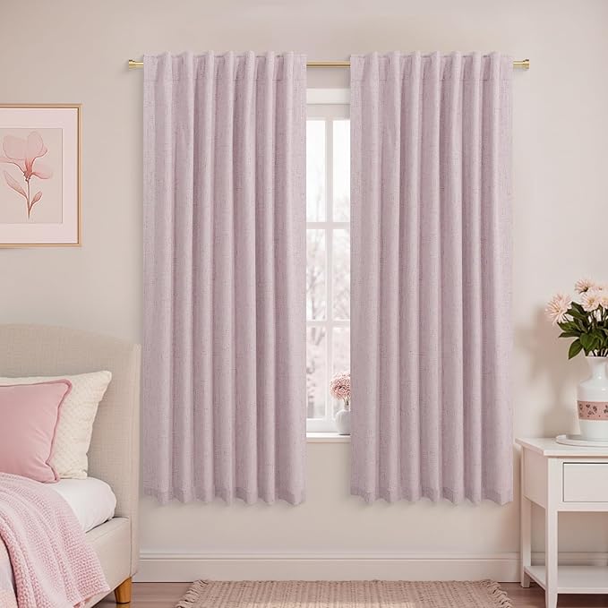 KOUFALL Pink Curtains 100% Blackout 2 Panels by KOUFALL