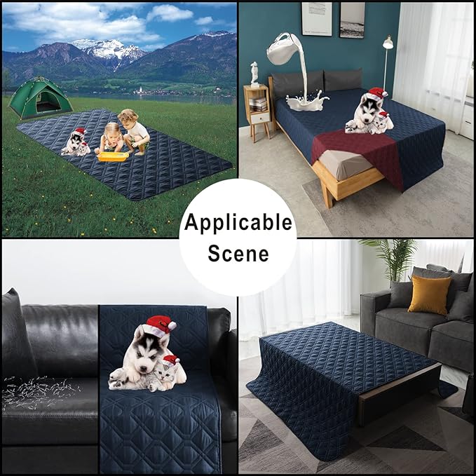 100% Waterproof Dog Bed Cover 30x70 inch Reversible Pad Reusable Camping Mat - Image 6