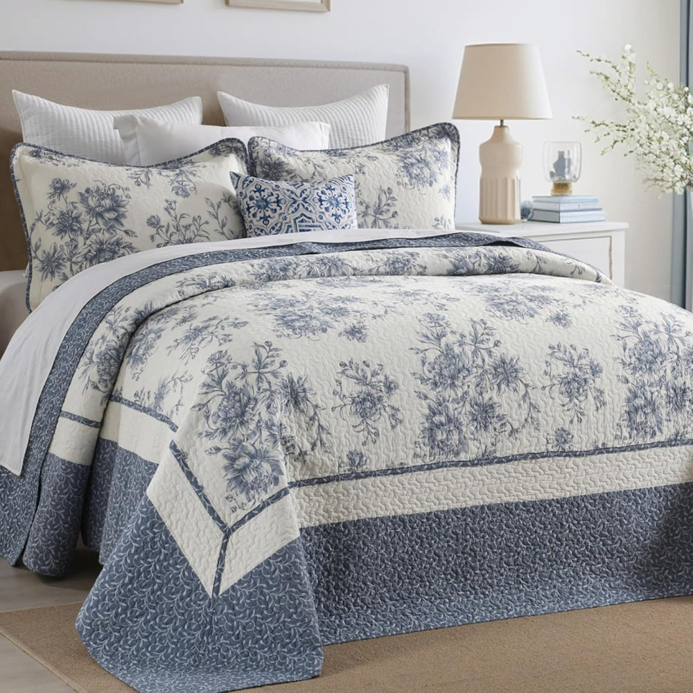 DDUOXIN Botanical Oversized Queen Bedspread - 102W x120L 100% Cotton Quilt