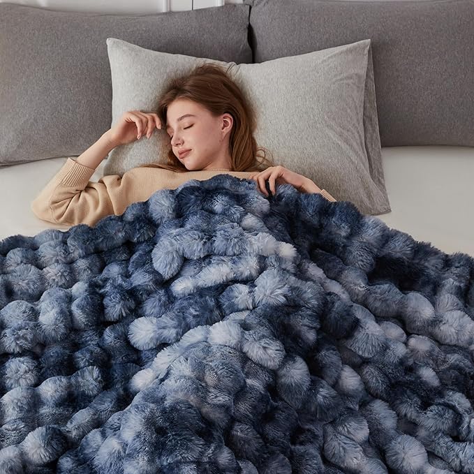 COOVA Faux Fur Throw Blanket for Couch, Cozy Soft and Fuzzy Plush Rabbit Fur - Image 4
