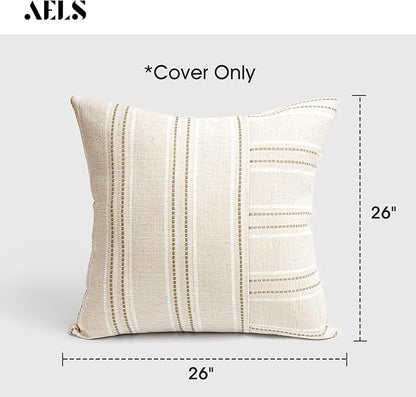 AELS 26x26 Decorative Farmhouse Linen Throw Pillow Covers, Boho Textured Pillow - Image 2
