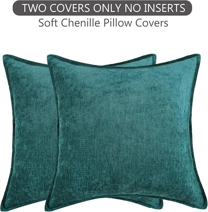 Stellhome Soft Chenille Decorative Pillow Covers 20x20 Inch Natural Teal Boho - Image 8