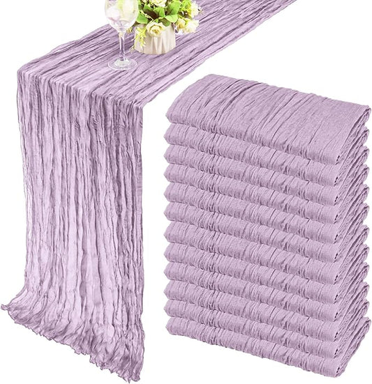 12 Pack 10Ft Cheesecloth Table Runner 35x120 Inch Boho Gauze Table Runner by Fivenl