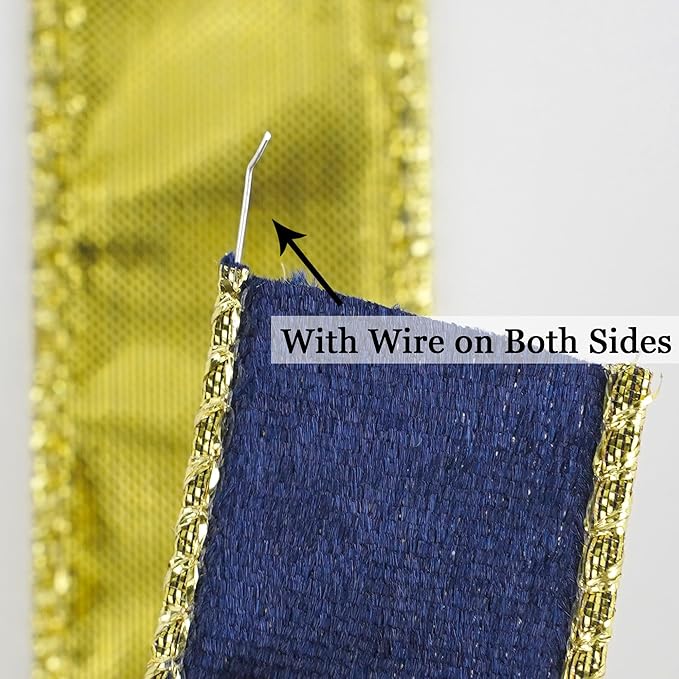 MEEDEE Navy Blue and Gold Velvet Ribbon - Image 4