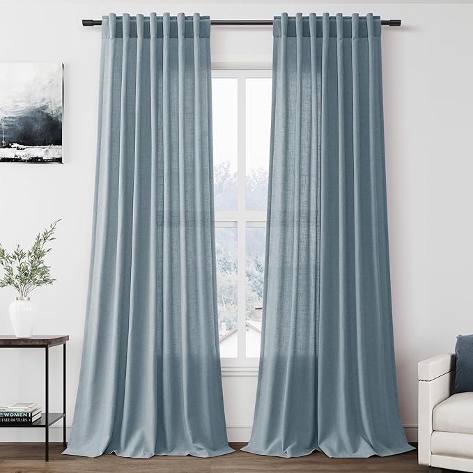 Nanspring Light Blue Linen Curtains by Nanspring