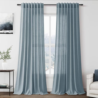 Nanspring Light Blue Linen Curtains by Nanspring
